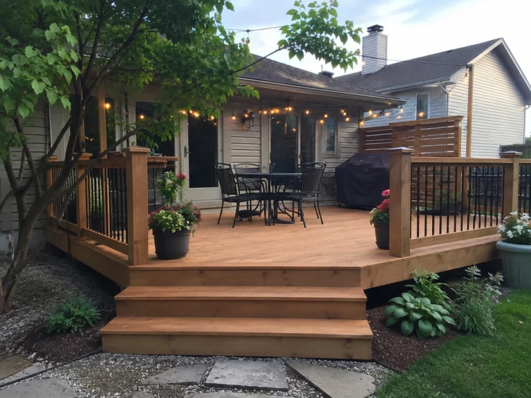 Finished brown deck with privacy screen in Atkins, Iowa