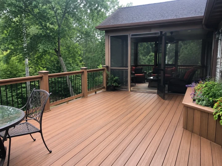 Large composite deck with screened porch in Cedar Rapids, Iowa