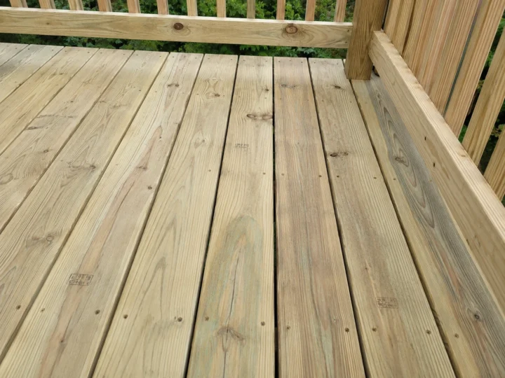 New pressure treated deck boards closeup in Cedar Rapids, Iowa