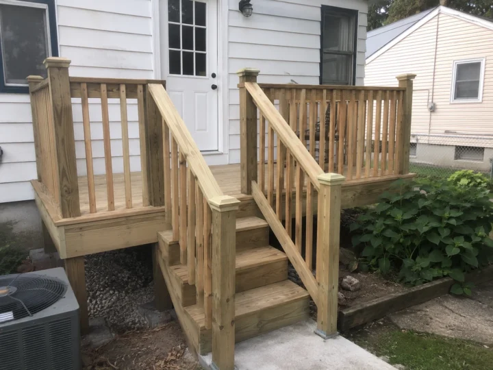 New pressure treated deck stairs in Cedar Rapids, Iowa