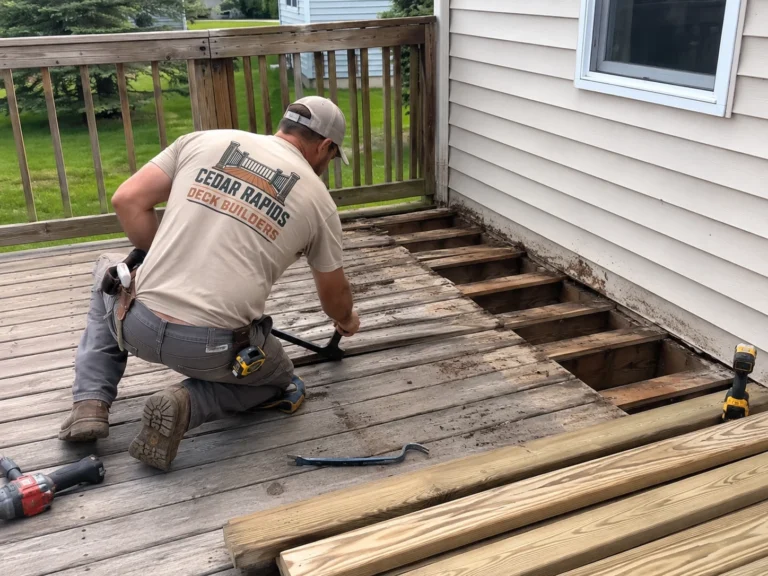 Replacing rotted deck boards in Center Point, Iowa