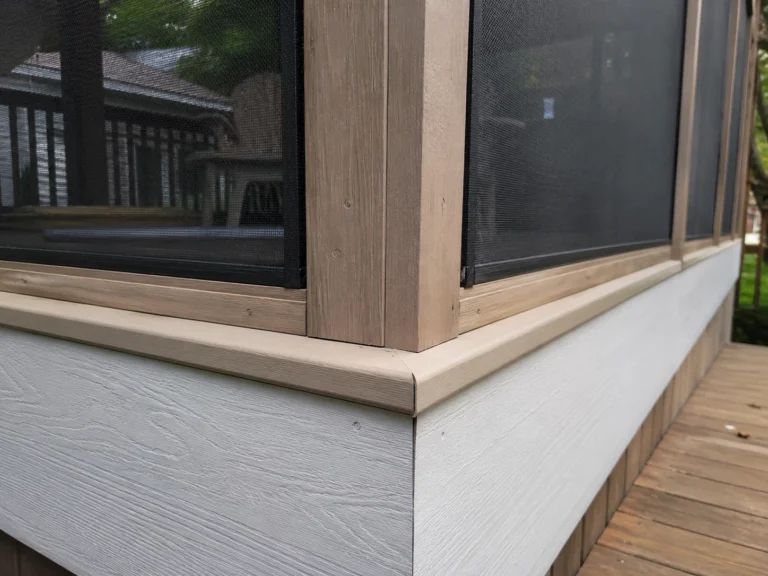 Screened porch exterior trim detail in Central City, Iowa