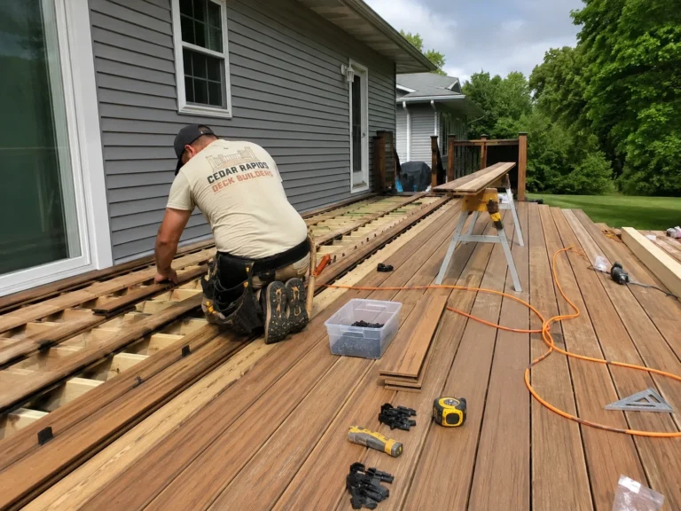 Replacing deck boards around house in Ely, Iowa