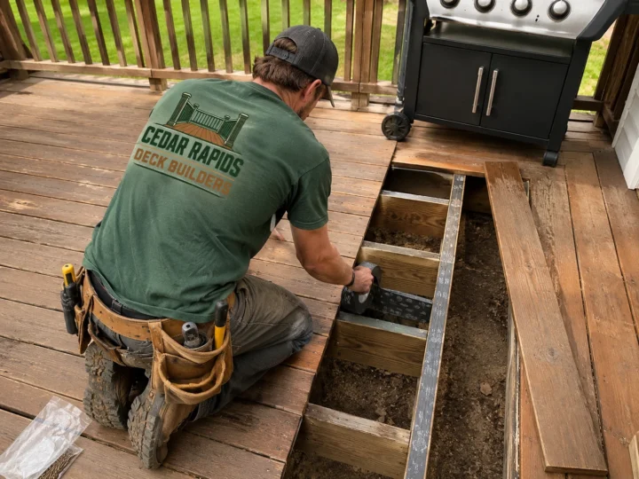 Replacing deck boards near grill in Fairfax, Iowa