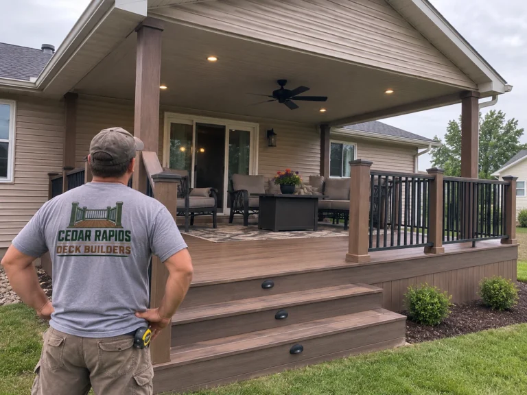 Finished covered composite deck in Hiawatha, Iowa