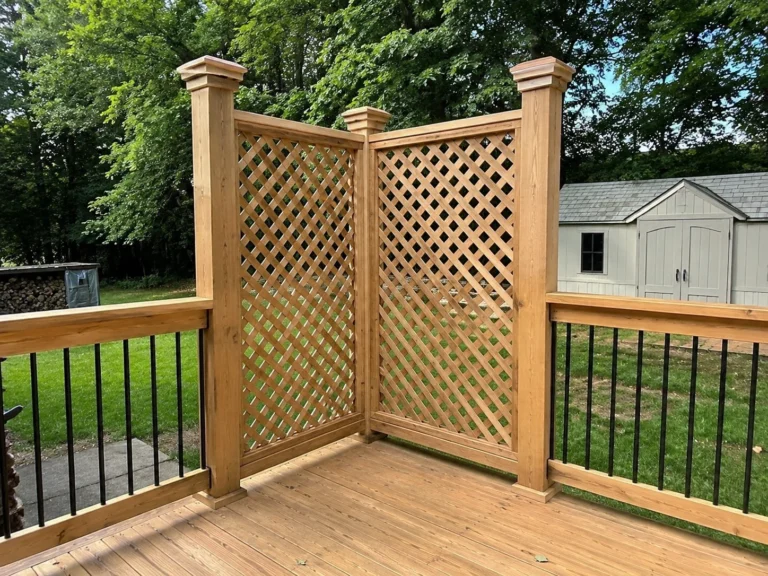 Wood lattice privacy screen panel in Keystone, Iowa