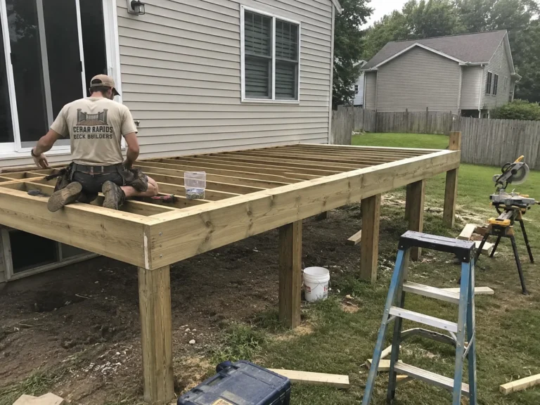 Building elevated platform deck in Lisbon, Iowa