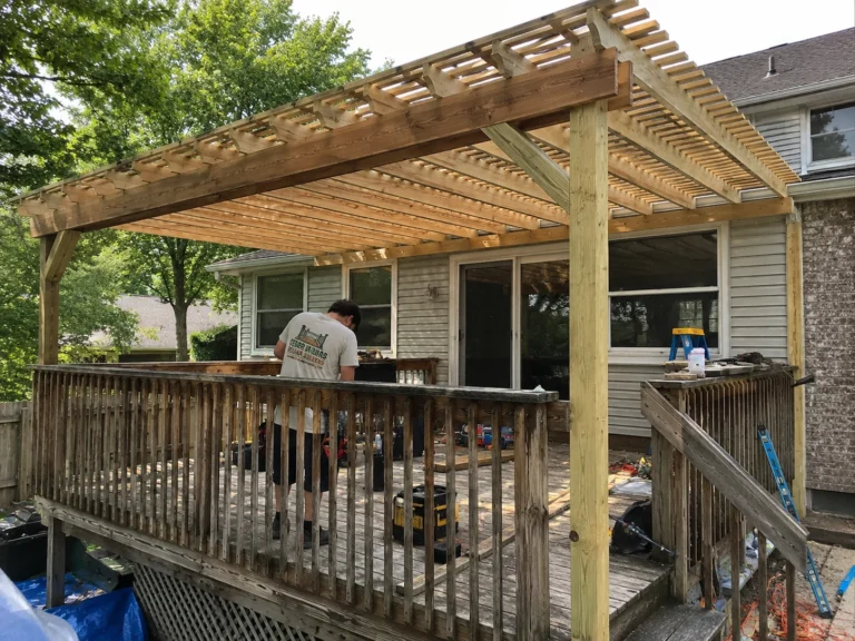 Building pergola over existing deck in Springville, Iowa